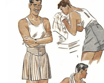 PDF - 1940's Sewing Pattern Men's Jockey Shorts Boxer Shorts Size 30" (76.2cm) - Instantly Print at Home