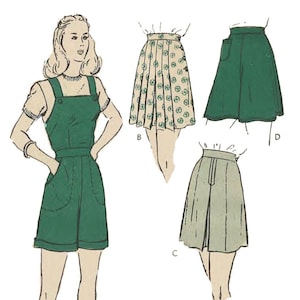 Vintage 1940's Sewing Pattern: Land Girl Overalls, Playsuit & Shorts - Bust 28” (71.1cm)