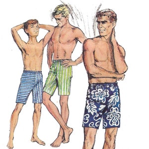 PDF - 1960er Jahre Herren Shorts Schnittmuster: Slim-Fit-Design, Taille 82 cm - 92 cm - Download