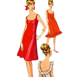 PDF - Vintage 1960s Schnittmuster, semi-tailliertes Abendkleid - Büste: 96 cm - Download