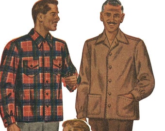 PDF - Vintage 1940's Sewing Pattern: Man's Shirt with Double Yoke - Chest 42-44” (106.7cm – 111.8cm) - Instantly Print at Home