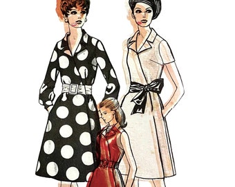 PDF - Vintage 1960s Pattern – One-Piece Wrap-over Dress, Midi & Maxi - Bust: 34” (86.4cm) - Instantly Print at Home