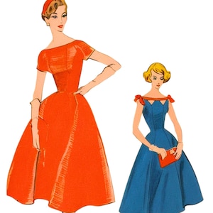 Vintage 1950s Sewing Pattern, Fit and Flare Dress - Bust: 36” (91cm)