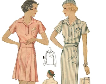 Vintage 1930s Sewing Pattern: Women's Sports Blouse, Skirt & Shorts - Bust 32" (81.3cm)