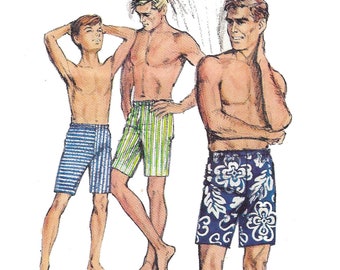 Vintage 1960s Pattern – Men’s or Boy’s Shorts -Multi-sized - Waist: 32”-34”-36” (81.3cm – 86.4cm – 91.4cm)