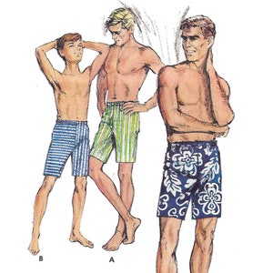 Vintage 60er Jahre Schnitt - Herren oder Jungen Shorts, Taille: 81.3 cm - 86.4 cm - 91.4 cm