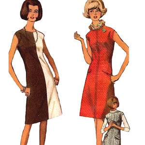 PDF - Vintage 1960s Sewing Pattern, Mod A-Line Dress - Bust: 36” (91cm) - Download