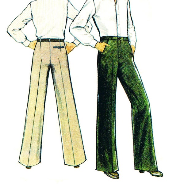 Patrón Vintage 1970s - Pantalones acampanados para hombre - Varias tallas disponibles
