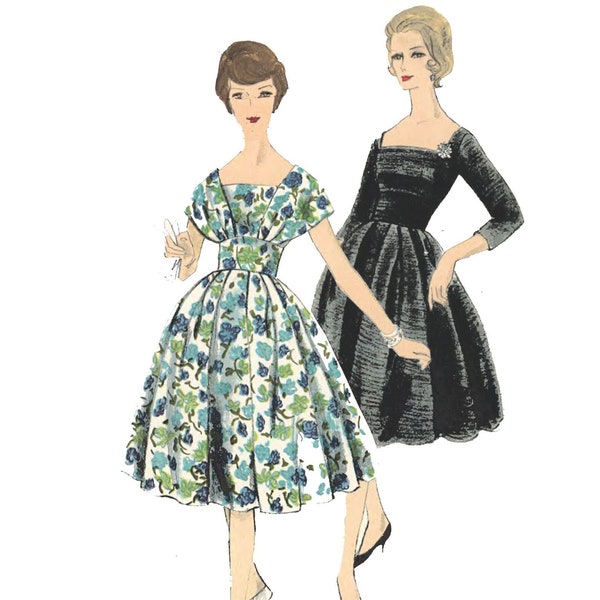 PDF - Vintage 1960's Sewing Pattern: Cocktail Dress - Bust 34" (86cm) - Download