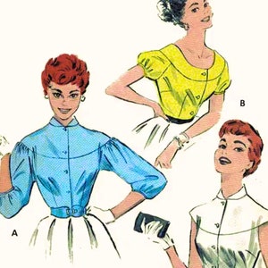Vintage 1950s Sewing Pattern: Rockabilly Shirt, Blouse - Various Sizes Available