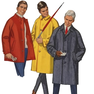 PDF - 1960er Jahre Herren Mod Mantel Schnittmuster: Raglan Ärmel Mantel, Brustumfang 86 cm - Download