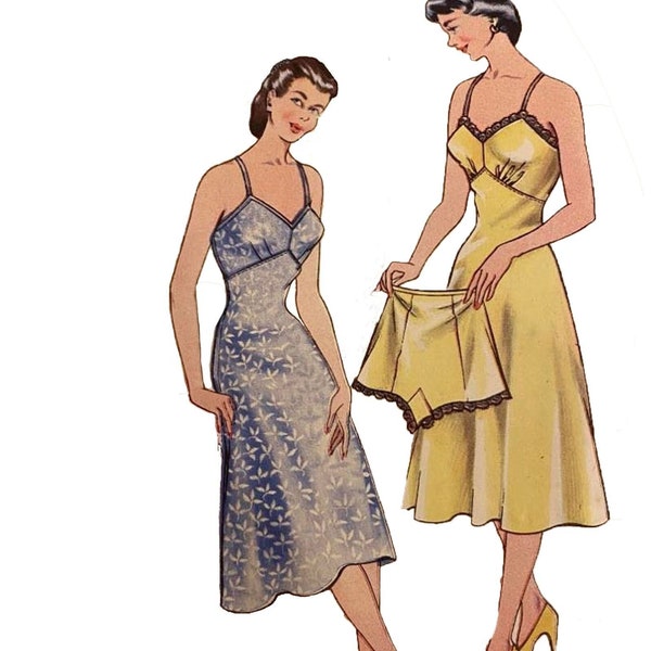 PDF - Vintage 1940s Pattern – Slip and Knicker - Bust: 38” (96.5cm) - Instantly Print at Home