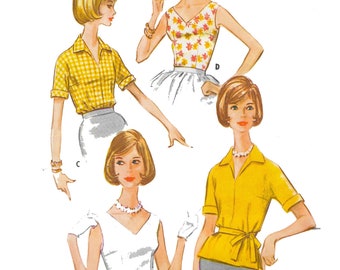 Vintage patroon uit de jaren 60 – Mouwloze blouse, top – Vier stijlen – Borstomvang: 91,4 cm (36 inch)