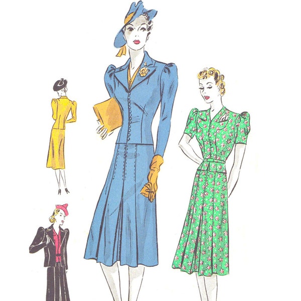 PDF - Vintage 1930s Pattern – Women's Three-piece Suit - 36” (91.4cm) = Download