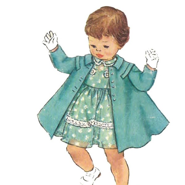 PDF -  1950's Sewing Pattern: Girl's Toddler's Pretty Dress & Coat - Size 3 - Instantly Print at Home