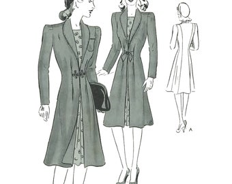 PDF - 1940年代の裁縫パターン：戦時中のフィットフロックコート - バスト36インチ (91 cm) - ダウンロード
