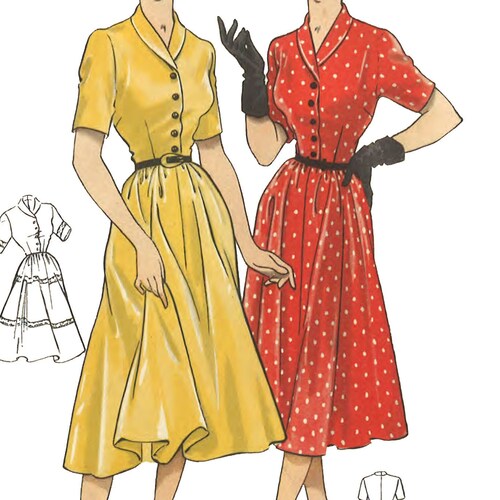 Vintage 1940's/50s Sewing Pattern Two Pretty Tea Dress Etsy