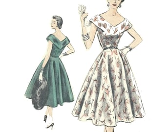 Vintage 1950's Sewing Pattern: Vogue V neckline Day or Cocktail Dress - Bust 34”/86cm