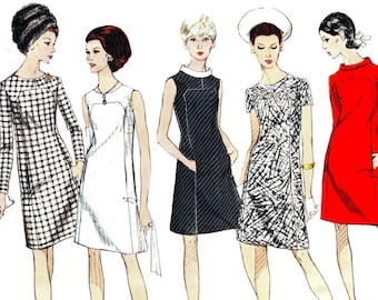 PDF - Vintage 1960s Sewing Pattern, One-piece dress - Bust: 38” (96cm) - Download