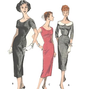 PDF - 1950's Sewing Pattern: Starlet Rockabilly 'Elizabeth' Pencil Dress - Bust 38” (97cm) - Download