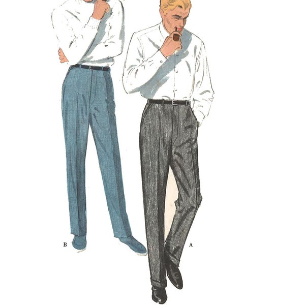 PDF - Vintage 1950's / 1960's Sewing Pattern: Men's Regulation Slacks - Waist 34” (86cm) - Instantly Print at Home