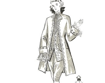 PDF - Vintage Sewing Pattern: Men's 1700's Breeches, Coat, Frock Coat Costume - Chest 38" (97cm) - Instantly Print at Home