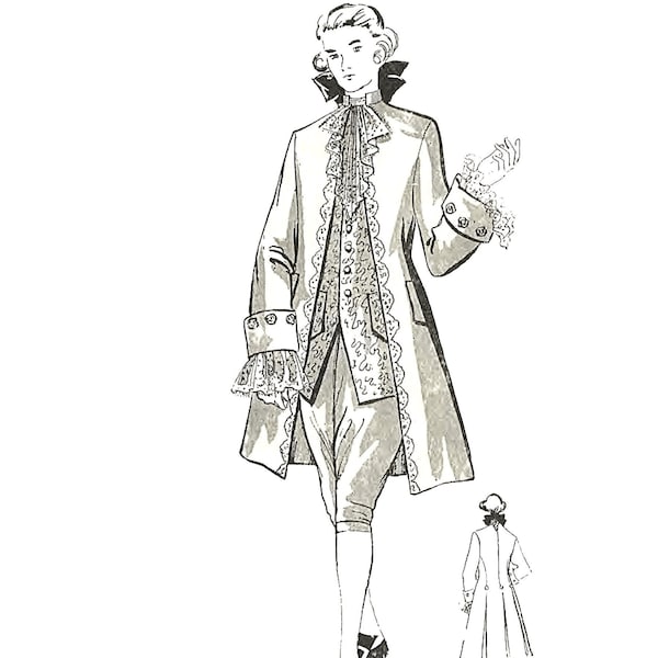 PDF - Vintage Sewing Pattern: Men's 1700's Breeches, Coat, Frock Coat Costume - Chest 38" (97cm) - Instantly Print at Home