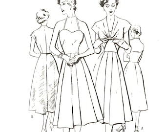 1950s Halter Dress Sewing Pattern: Back Wrap Style (bust 34, Hip 37)  (digital Download)