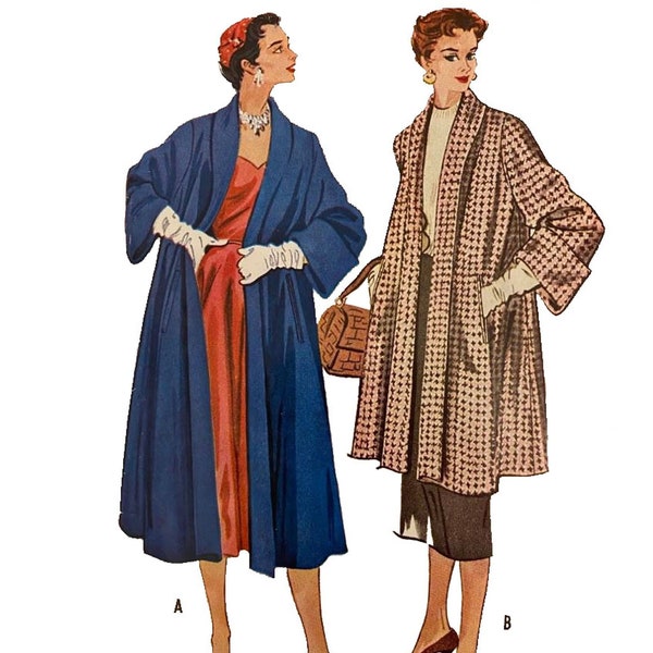 PDF - motif vintage des années 50 - manteau « Attention » en deux longueurs - buste 36 po. (91,4 cm) - impression instantanée à la maison