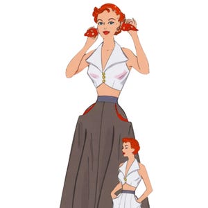 Vintage 1940s-1950's Sewing Pattern: Cropped Top, Skirt & Shorts - Bust 30" (76.2cm)