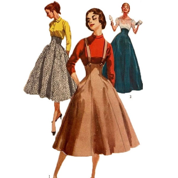 PDF - Vintage 1950s Pattern – Suspenders Skirt & Evening Skirt - Waist 25” (63.5cm) - Instantly Print at Home