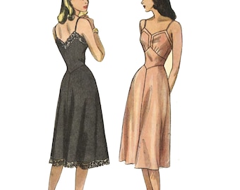 PDF - 1940's Pattern, Women's Full Length Slip - Bust 32” (81.3cm)  - Instantly Print at Home