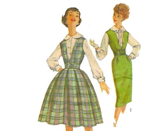 PDF - Vintage 1950s Pattern – 'Gambit' Pinafore Dress, Two Skirts & Blouse - Bust: 32” (81.3cm) - Instantly Print at Home