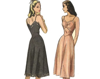 PDF - 1940's Pattern, Women's Full Length Slip - Bust 38" (96.5cm) - Instantly Print at Home