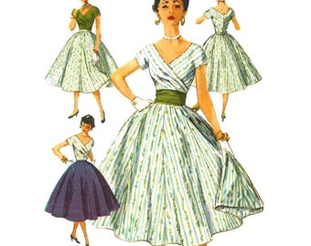 PDF - Vintage 1950's Sewing Pattern: Skirt, Blouse & Cummerbund - Bust 32” (81.3cm) - Instantly Print at Home