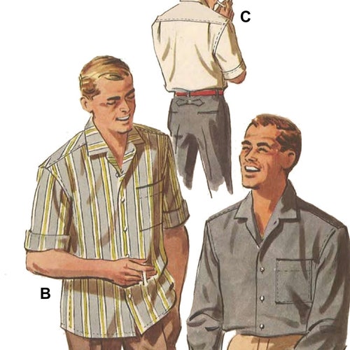 Vintage 1950's Sewing Pattern: Men's Sports Shirt With - Etsy UK