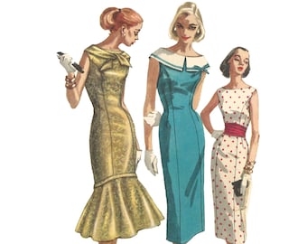 Vintage 1950's Sewing Pattern:  Wiggle Dress - Bust 29" (73.7cm)