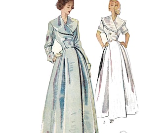 PDF - 1950's  Pattern 'Biddy' Dressing Gown, Robe, Housecoat - Bust 38" (96.5cm)  - Instantly Print at Home