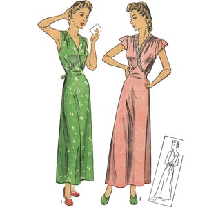 PDF - 1940s Sewing Pattern: Elegant Nightgown - Bust 40” (102cm) - Instantly Print at Home