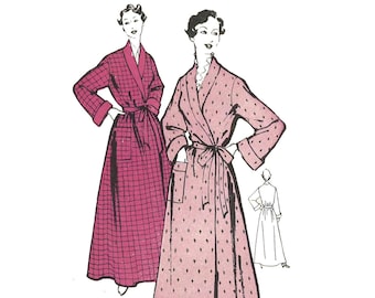 Vintage 1950s Vintage Sewing Pattern: Women's Dressing Gown, Long Length Robe, Housecoat - Multi Sizes
