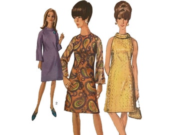 Vintage 1960s Pattern – One-piece A- Line Dress - Bust: 36” (91.4cm)