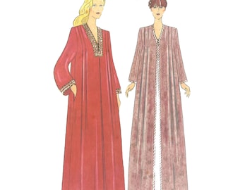 Vintage 1970s Sewing Pattern:  Muumuu, Kaftan Caftan Dressing Gown Robe - Bust 32.5"- 42"(83cm-107cm)
