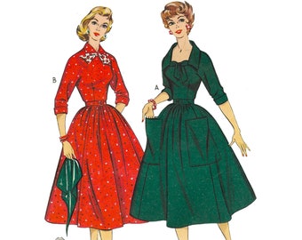 PDF - 1950s Rockabilly Kleid Schnittmuster: Oberweite 34”(86.4 cm - Download