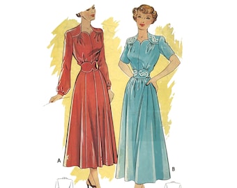 Vintage 1940's Sewing Pattern: Wartime Dress - Shoulder Yokes - Sweetheart - Bust 32” (81.3cm)