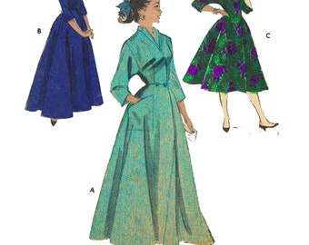 PDF - 1950s Coachman Robe Sewing Pattern: Dressing Gown, Bust 33-51"(83-130cm), Mulit-sized - Download