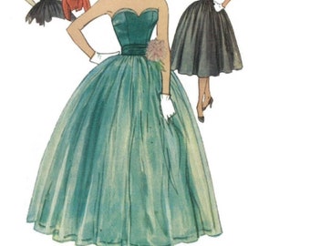 PDF - 1950's Pattern: Evening Skirt Bodice Dress & Bolero - Bust 33” (83.8cm) - Instantly Print at Home