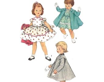 1950s Girl's Dress & Coat Sewing Pattern: Vintage Style, Chest 22" (55.9cm)