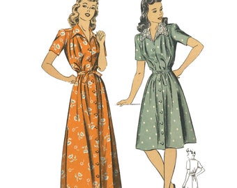 PDF - Reproduction Vintage 1940's Sewing Pattern Housecoat Robe Dressing Gown Maternity Dress - Bust 34" (86.5cm) - Instantly Print at Home
