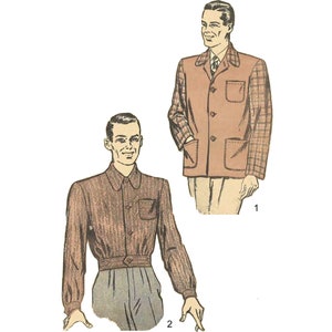 PDF - Naaipatroon voor een heren sportjas en gevechtsjas uit de jaren 1940: Borstomvang 42-44 inch (107-112 cm) - Downloaden