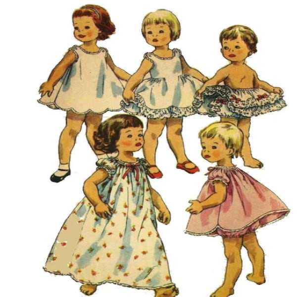 Vintage 1950's Sewing Patter:  Toddler's Dainty Frilly Petticoats - Chest 22” (55.9cm)